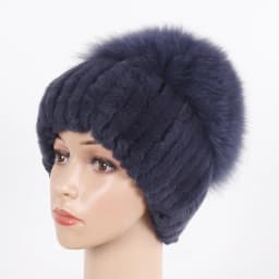 New Winter Women Luxury Real Fox Fur Hat Scarf Sets Natural Soft Knitted Warm Rex Rabbit Fur Top Fox Fur Hats Scarves 2 Pieces
