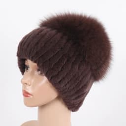 New Winter Women Luxury Real Fox Fur Hat Scarf Sets Natural Soft Knitted Warm Rex Rabbit Fur Top Fox Fur Hats Scarves 2 Pieces