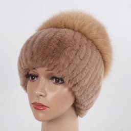 New Winter Women Luxury Real Fox Fur Hat Scarf Sets Natural Soft Knitted Warm Rex Rabbit Fur Top Fox Fur Hats Scarves 2 Pieces