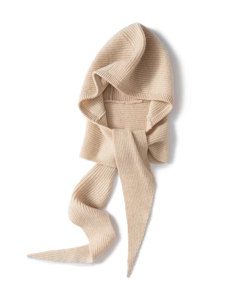 TLOML Women‘s 100% Cashmere Hat Scarf Integrated Cashmere Hat Autumn Winter Soft Warm Cashmere Knitwear Luxury Scarf Hat