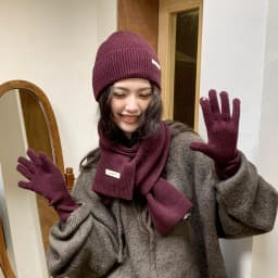 Korean Three-piece Set Scarves Gloves Women Autumn Winter Warm Knitted Hat Touch Screen Gloves Solid Color Women's Glove Sets