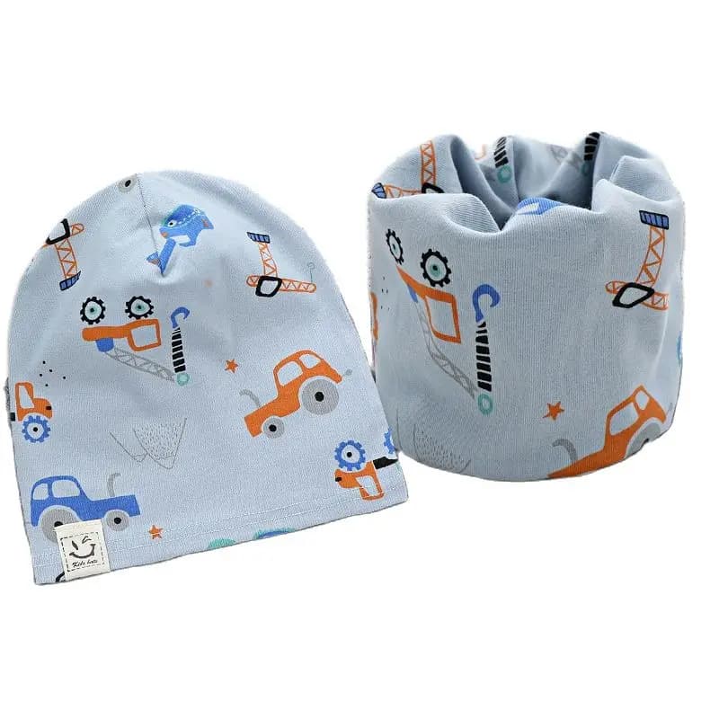 2024 New Cotton Children's Single-layer Hat Scarf 2-piece Set Spring Autumn Girls Hat Scarf Baby Boys Head Cover Kids Hat Set