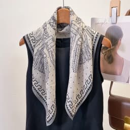 Elegant Grey Fashion Square Scarf 68cm Women's Neck Protection Artistic Style Multi-Functional Korean Version Winter Spring