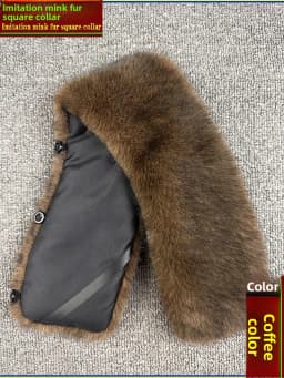 Washable Fake Mink Fur Collar Men's Foldover Collar Universal down Jacket Cotton Coat Warm Fake Collar British Style Winter S...