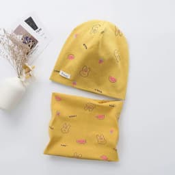 New Spring Autumn Girls Hat Scarf Set Cartoon Owl Star Swan Baby Boy Girls Hat Set Children Hat Scarf-Collar Cotton Kids Hat Set