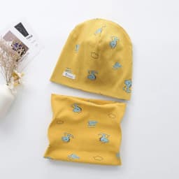 New Spring Autumn Girls Hat Scarf Set Cartoon Owl Star Swan Baby Boy Girls Hat Set Children Hat Scarf-Collar Cotton Kids Hat Set