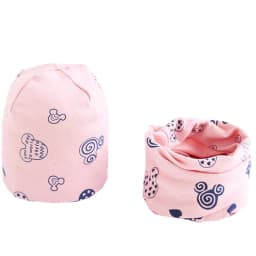 New Spring Autumn Girls Hat Scarf Set Cartoon Owl Star Swan Baby Boy Girls Hat Set Children Hat Scarf-Collar Cotton Kids Hat Set