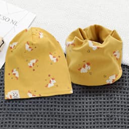 New Spring Autumn Girls Hat Scarf Set Cartoon Owl Star Swan Baby Boy Girls Hat Set Children Hat Scarf-Collar Cotton Kids Hat Set