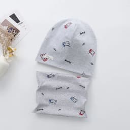 New Spring Autumn Girls Hat Scarf Set Cartoon Owl Star Swan Baby Boy Girls Hat Set Children Hat Scarf-Collar Cotton Kids Hat Set