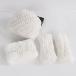 Hot Sale Women Winter Knitted Real Rex Rabbit Fur Hat Scarf Gloves Sets Natural Warm Rex Rabbit Fur Cap Scarves Mittens 3 Pieces