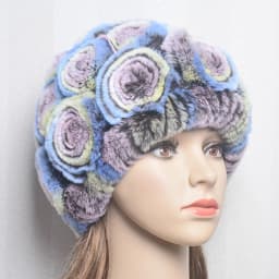 New Women Winter Fur Hat Scarf Sets Natural Warm Real Rex Rabbit Fur Cap Scarves Lady Knitted Warm 100% Genuine Fur Hats Muffler