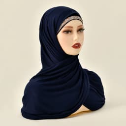 2pcs Muslim Modal Jersey Scarf Hijab With Diamond Adjustable Inner Caps Soft Woman Muslim Hijabs Women Fashion Accessories Set
