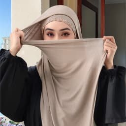 2pcs Muslim Modal Jersey Scarf Hijab With Diamond Adjustable Inner Caps Soft Woman Muslim Hijabs Women Fashion Accessories Set