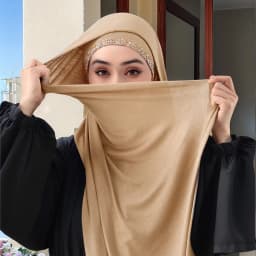 2pcs Muslim Modal Jersey Scarf Hijab With Diamond Adjustable Inner Caps Soft Woman Muslim Hijabs Women Fashion Accessories Set