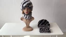 Hot Sale Women Winter Real Rex Rabbit Fur Hat Scarf Sets Natural Knit Rex Rabbit Fur Muffler Hat Lady Warm Real Fur Hats Scarves
