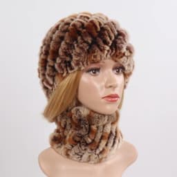 Hot Sale Women Winter Real Rex Rabbit Fur Hat Scarf Sets Natural Knit Rex Rabbit Fur Muffler Hat Lady Warm Real Fur Hats Scarves
