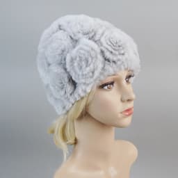 Women Knit Real Rex Rabbit Fur Hat Scarf Sets Natural Warm Rex Rabbit Fur Scarves Hat Winter Lady Real Rex Rabbit Fur Hat Scarf