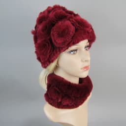 Women Knit Real Rex Rabbit Fur Hat Scarf Sets Natural Warm Rex Rabbit Fur Scarves Hat Winter Lady Real Rex Rabbit Fur Hat Scarf