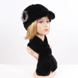 New Women Winter Knit Real Rex Rabbit Fur Hat Scarf Sets Natural Warm Fur Cap Scarves 2 Pieces Girl Quality Real Fur Hat Muffler