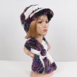New Women Winter Knit Real Rex Rabbit Fur Hat Scarf Sets Natural Warm Fur Cap Scarves 2 Pieces Girl Quality Real Fur Hat Muffler