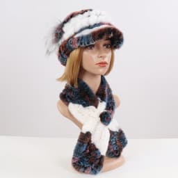 New Women Winter Knit Real Rex Rabbit Fur Hat Scarf Sets Natural Warm Fur Cap Scarves 2 Pieces Girl Quality Real Fur Hat Muffler