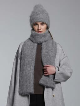 Fluffy Alpaca Wool Beanies Scarf Set Women Warm Knitted Hat Two Piece Winter