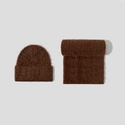 Fluffy Alpaca Wool Beanies Scarf Set Women Warm Knitted Hat Two Piece Winter