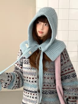 Woolen Yarn Balaclava For Women Winter Warm Earmuffs Hat Scarf