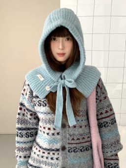 Woolen Yarn Balaclava For Women Winter Warm Earmuffs Hat Scarf