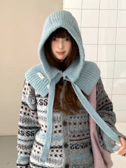 Woolen Yarn Balaclava For Women Winter Warm Earmuffs Hat Scarf