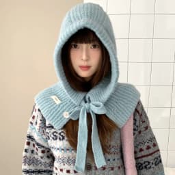Woolen Yarn Balaclava For Women Winter Warm Earmuffs Hat Scarf