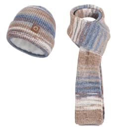 Winter Women GradientColor Knitted Hat Scarf Gloves Set Thickened Fleece Lining Skullcap Outdoor Cycling Wind Protection Beanies