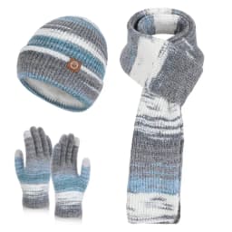 Winter Women GradientColor Knitted Hat Scarf Gloves Set Thickened Fleece Lining Skullcap Outdoor Cycling Wind Protection Beanies