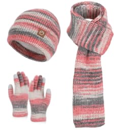 Winter Women GradientColor Knitted Hat Scarf Gloves Set Thickened Fleece Lining Skullcap Outdoor Cycling Wind Protection Beanies