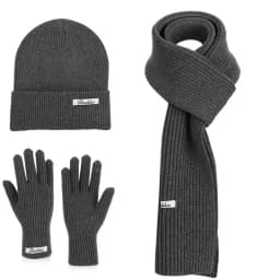 3pcs Winter Knitted Hat for Women Scarf Gloves Set Burgundy Comfortable Soft Casual Warm Hat Set Outdoor Windproof Riding Set