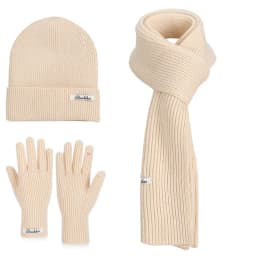 3pcs Winter Knitted Hat for Women Scarf Gloves Set Burgundy Comfortable Soft Casual Warm Hat Set Outdoor Windproof Riding Set