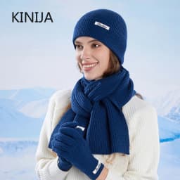 3pcs Winter Knitted Hat for Women Scarf Gloves Set Burgundy Comfortable Soft Casual Warm Hat Set Outdoor Windproof Riding Set