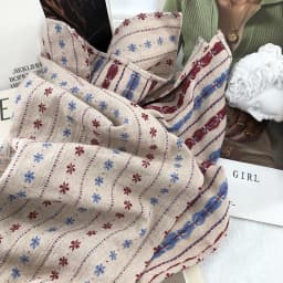 Retro Japanese Style Cotton Scarf Floral Embroidery Narrow Version Warm Neck Protection for Men And Women Autumn Winter