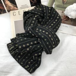Retro Japanese Style Cotton Scarf Floral Embroidery Narrow Version Warm Neck Protection for Men And Women Autumn Winter