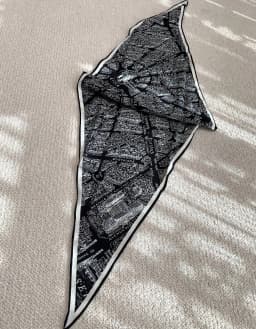 Paris Map Diamond Silk Wool Scarf Versatile Chic Women's Silk Scarf Romantic Geometric Pattern Velvet Fabric Multi-Functional
