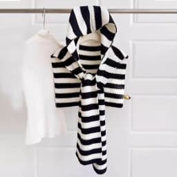 Women's Knitted Hat Scarf Shawl One-Piece Winter Warm Neck Protection Scarf Trendy Striped Design Autumn Winter New Style