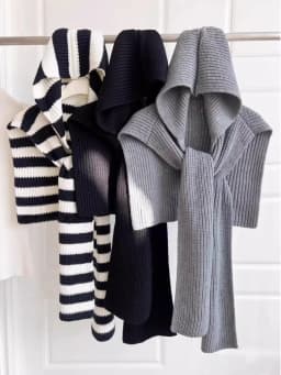 Women's Knitted Hat Scarf Shawl One-Piece Winter Warm Neck Protection Scarf Trendy Striped Design Autumn Winter New Style