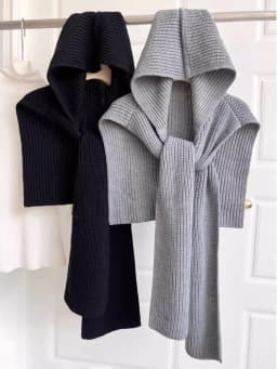 Women's Knitted Hat Scarf Shawl One-Piece Winter Warm Neck Protection Scarf Trendy Striped Design Autumn Winter New Style