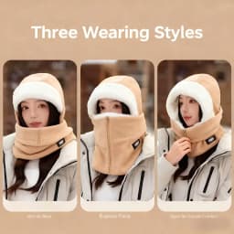 Winter Warm Integrated Plush Hat Outdoor Cycling Fleece Zipper Design Adjustable Windproof Mask Cycling Protective Equipment