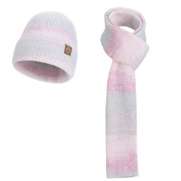 Winter Cap Gloves Scarf Set Women GradientColor Knitted Hat Thickened Fleece Lining Skullcap Outdoor Cycling Windproof Beanies