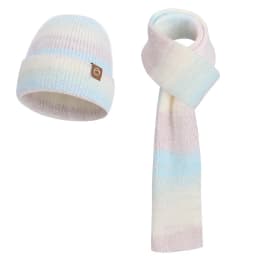 Winter Cap Gloves Scarf Set Women GradientColor Knitted Hat Thickened Fleece Lining Skullcap Outdoor Cycling Windproof Beanies