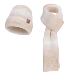 Winter Cap Gloves Scarf Set Women GradientColor Knitted Hat Thickened Fleece Lining Skullcap Outdoor Cycling Windproof Beanies