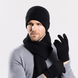 Xinbaoguan 100% Acrylic 8396 Winter Hat, Gloves, Scarf, Warm Set, Men's and Women's Outdoor Ear Protection, Knitted Wool Hat