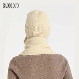 Xinbaoguan 100% Acrylic 8396 Winter Hat, Gloves, Scarf, Warm Set, Men's and Women's Outdoor Ear Protection, Knitted Wool Hat