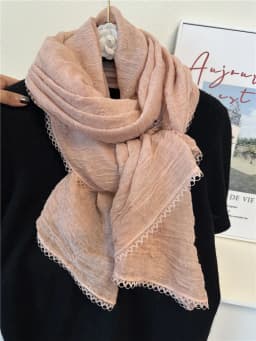 Lace Trim Ladies Scarf Versatile Fashionable Neck Warmer Silk Scarf Shawl Shoulder Wrap Decorative Accessory for Autumn Winter